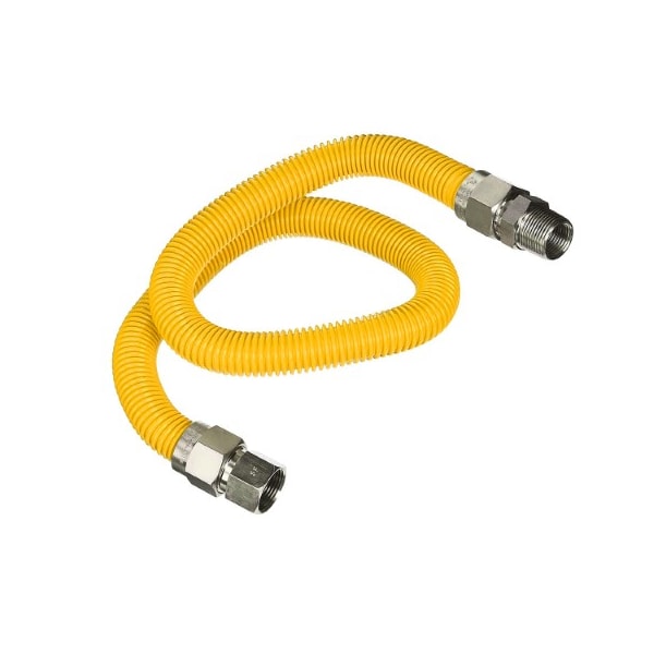 Flextron Gas Line Hose 5/8'' O.D.x72'' Len 1/2" FIPxMIP Fittings Yellow Coated Stainless Steel Flexible FTGC-YC12-72C - main